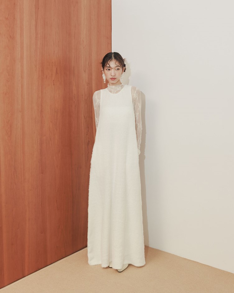 細柔毛毛背心長洋裝