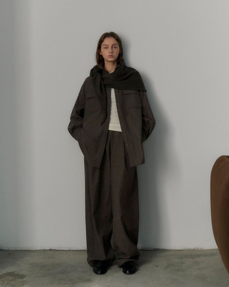 質感混色毛呢西裝褲