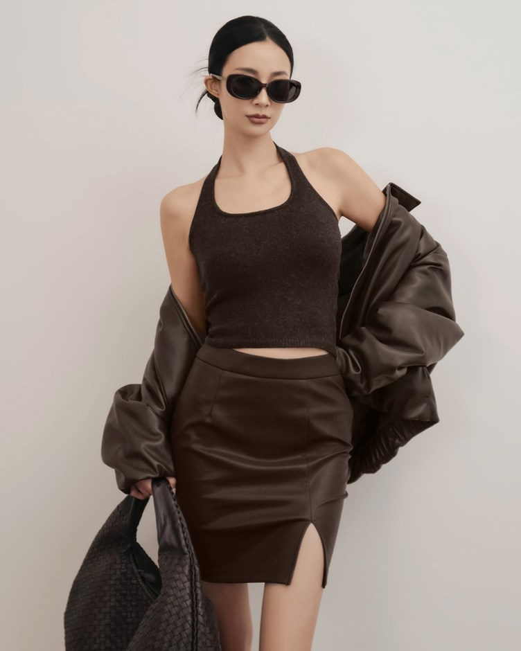 繞脖厚絨針織背心