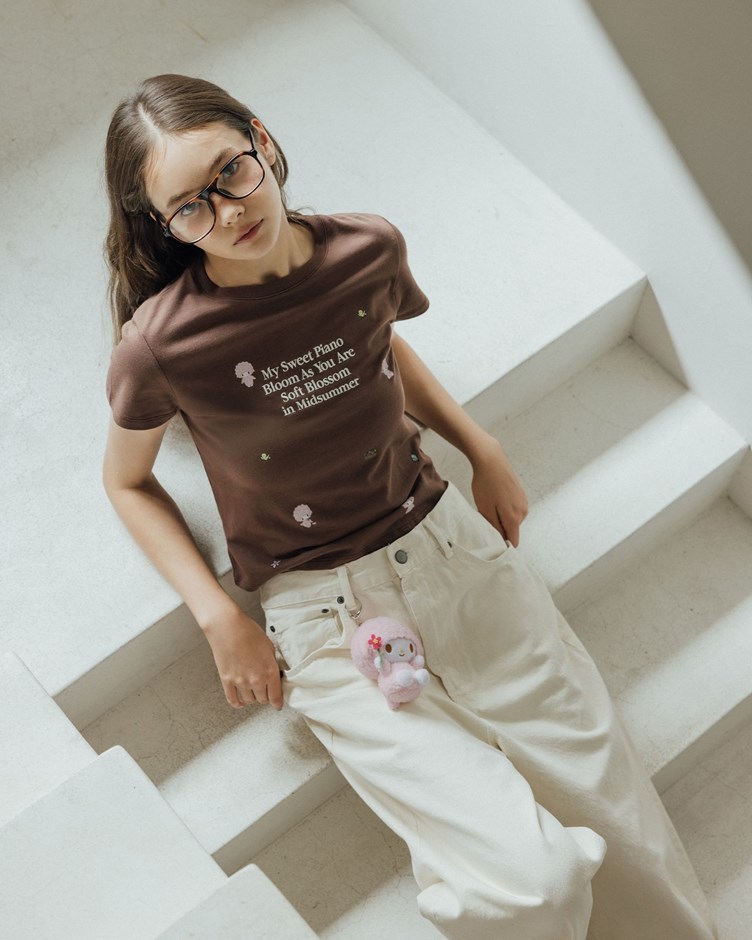 My Sweet Piano標語人物印花TEE