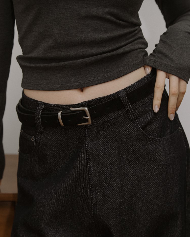 磨砂麂皮休閒方扣皮帶