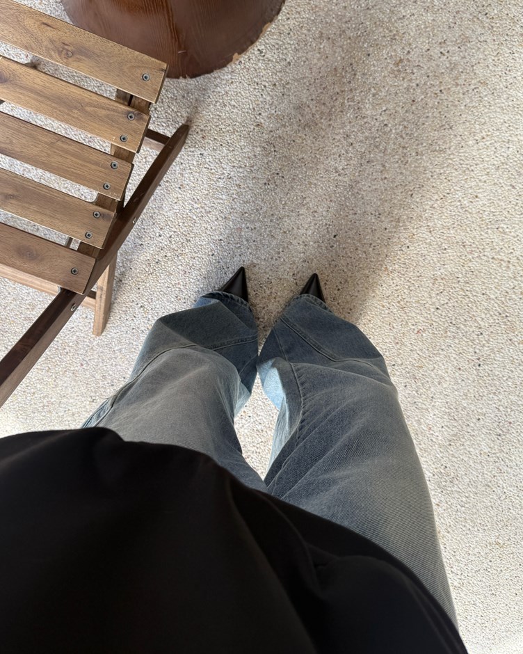 刷色百搭牛仔寬褲