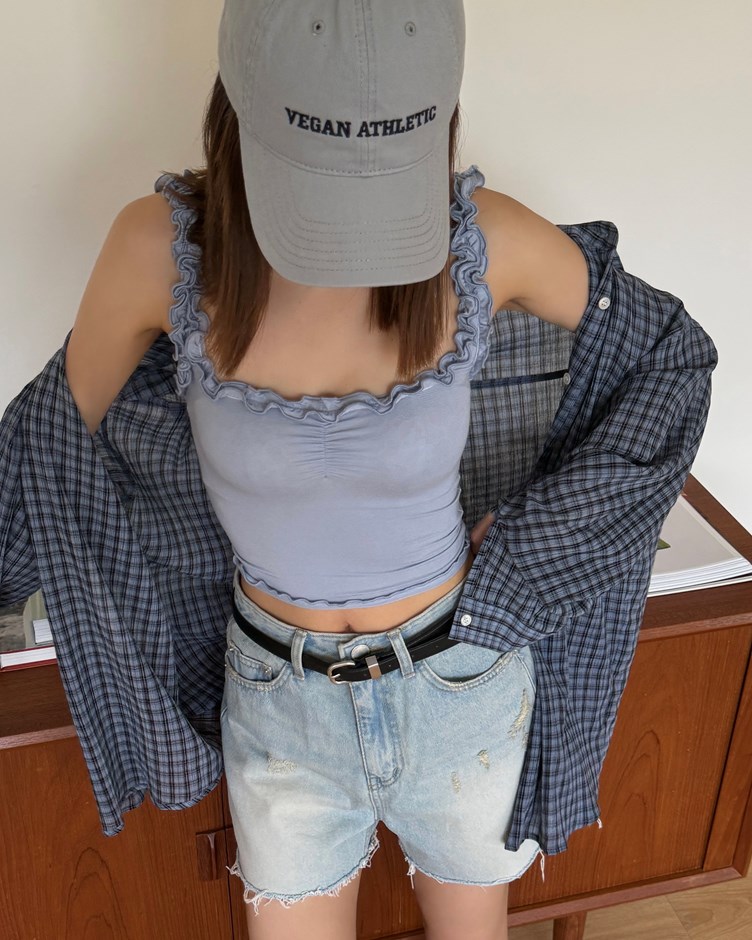 甜辣女孩QQ捲邊背心