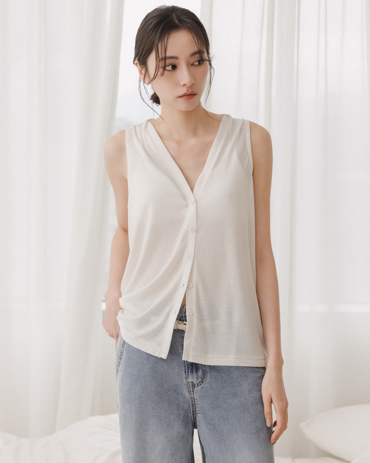 裸感天絲面膜排釦背心