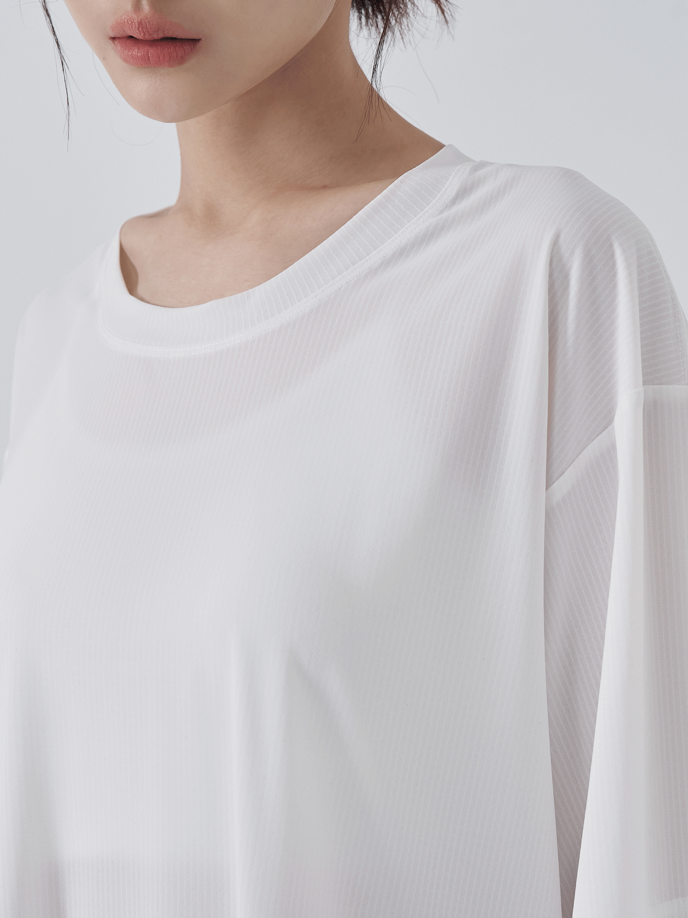 方格涼感短袖TEE(附bra top)