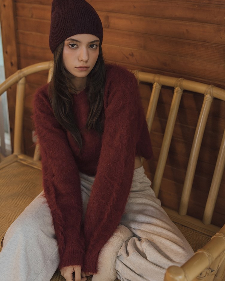 羊駝毛感短版混色毛衣(22)