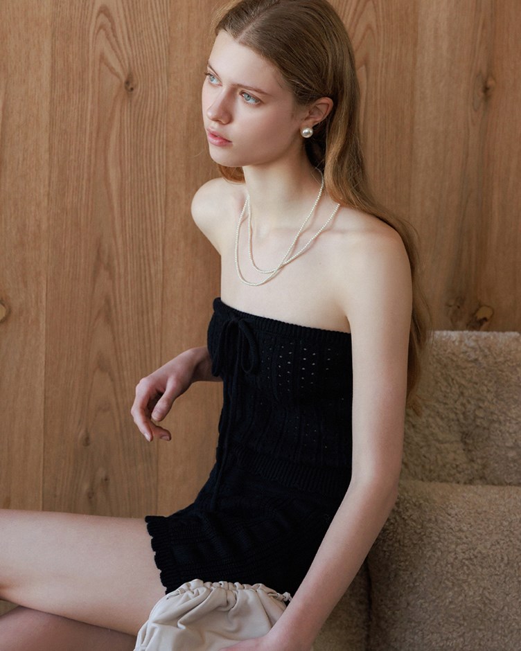 花邊綁繩針織上衣