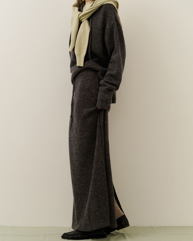 花紗坑紋鬆緊抽繩長裙