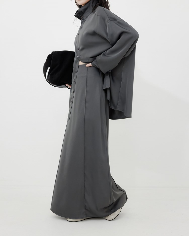 霧面光澤車線垂墜長裙