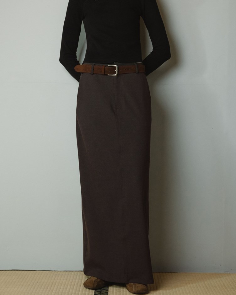 品牌LOGO刺繡後開岔長裙