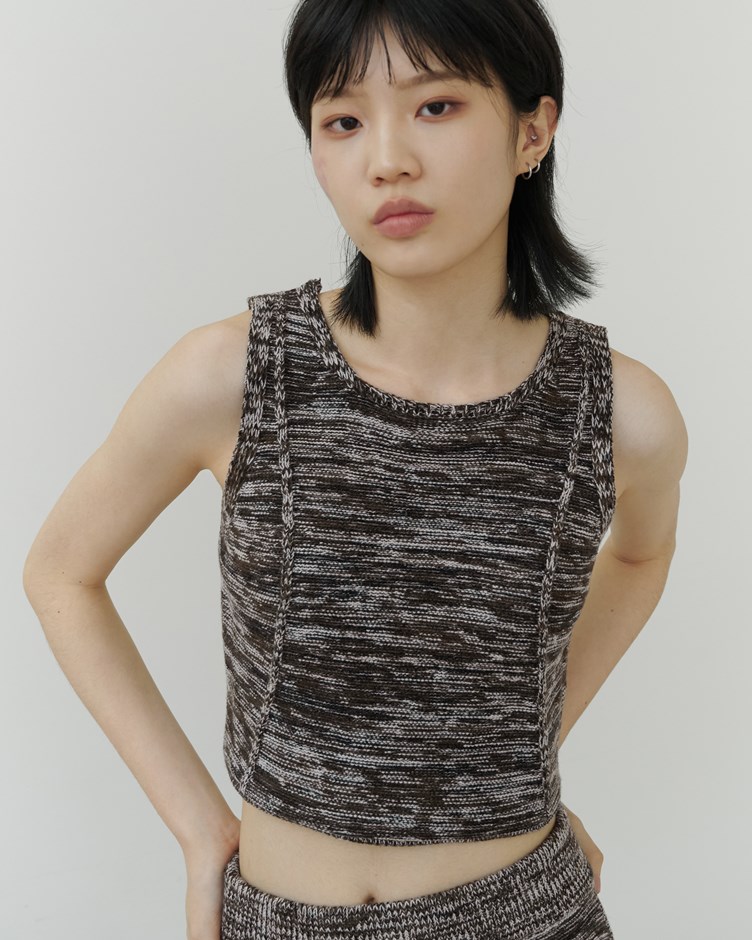 混色織紋針織背心