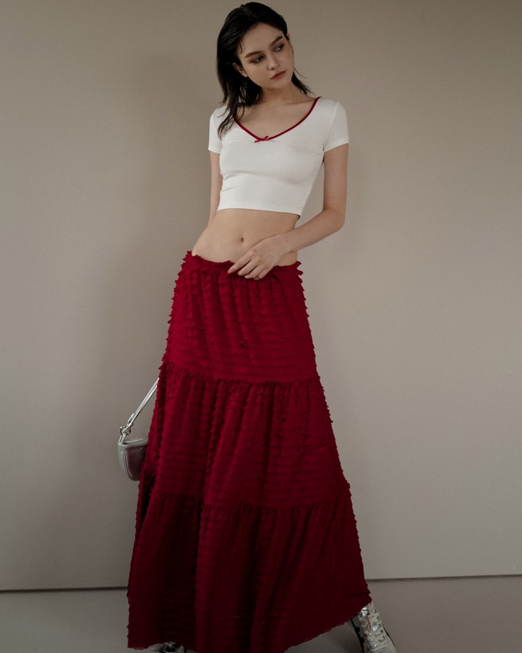 堆堆感波浪荷葉長裙