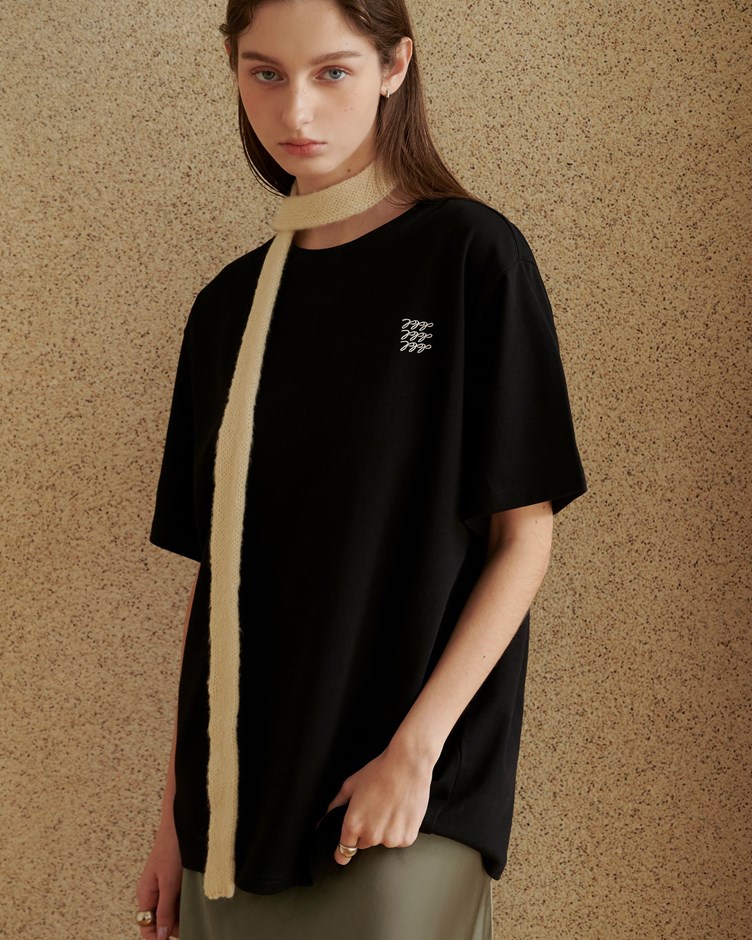 品牌LOGO厚磅冰膚舒芙棉寬鬆圓領上衣(unisex)