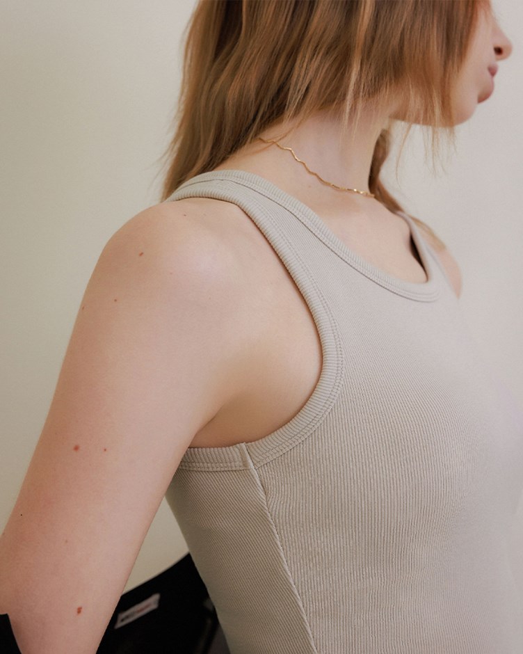 削肩圓領羅紋棉BraTop(yoyo聯名款)