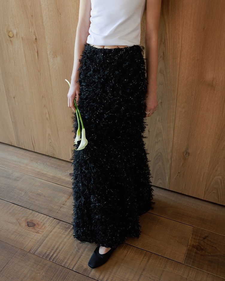 層次銀蔥網紗長裙