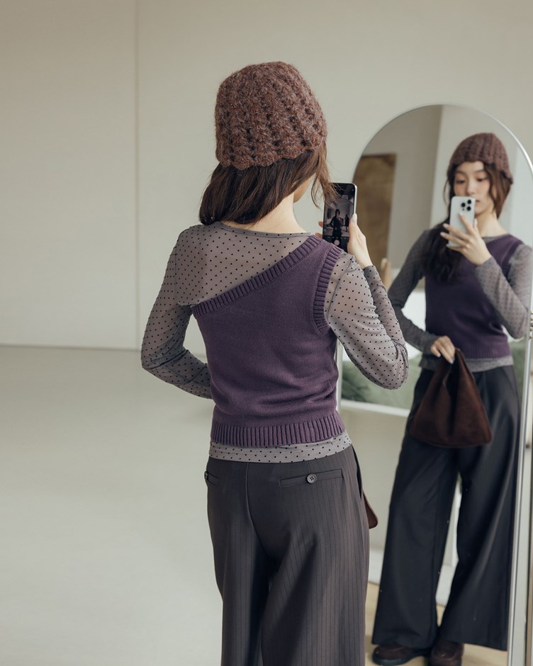 不對稱單肩造型針織背心 (迎春開運指定商品)