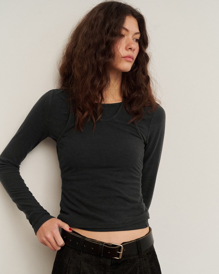 柔彈養膚絨兩件式上衣(上衣+背心)