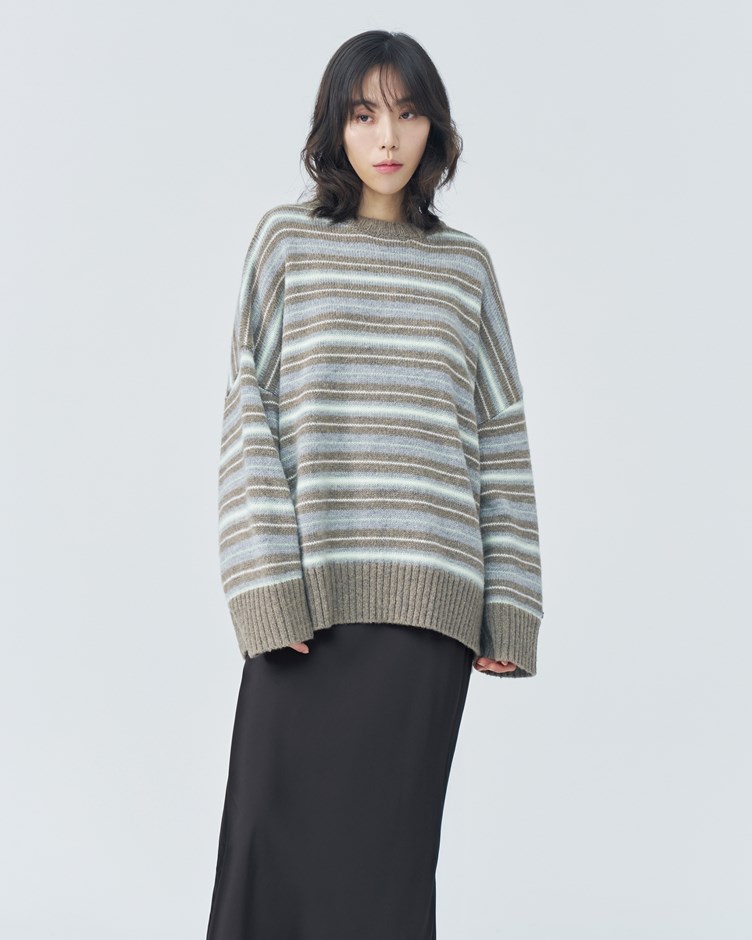 羊毛混紡條紋毛衣｜與長裙成套優惠（詳見內頁）