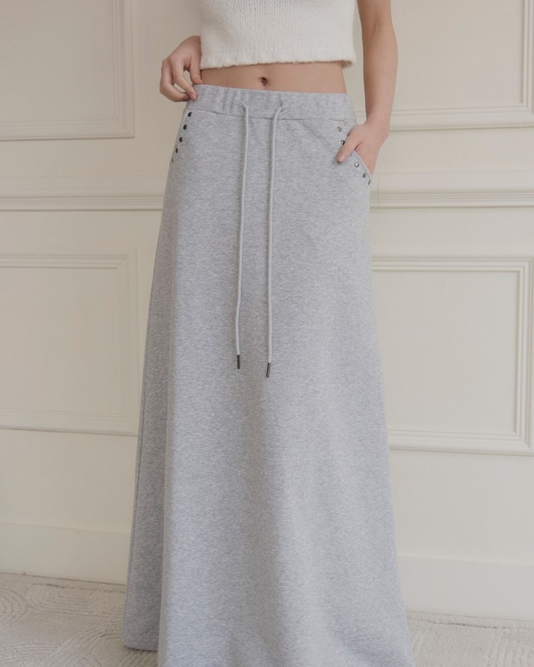 鉚釘造型抽繩棉裙