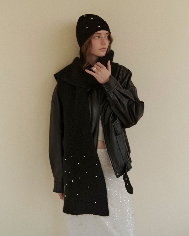 舒適羊駝毛珍珠圍巾