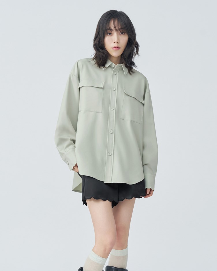 挺版花邊長袖襯衫