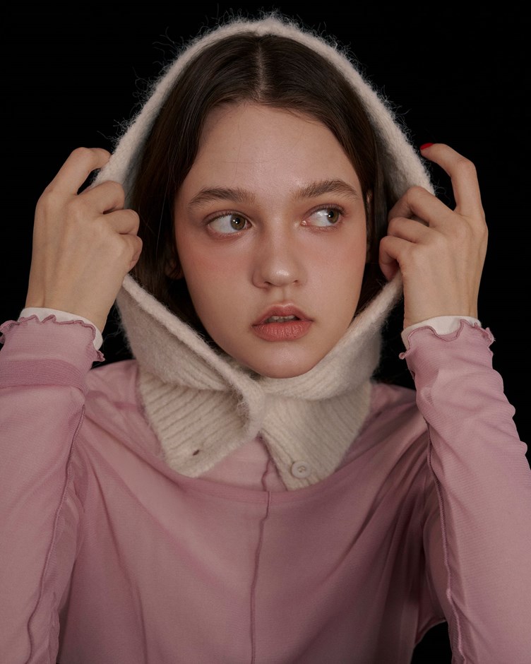 毛絨感排釦針織毛帽