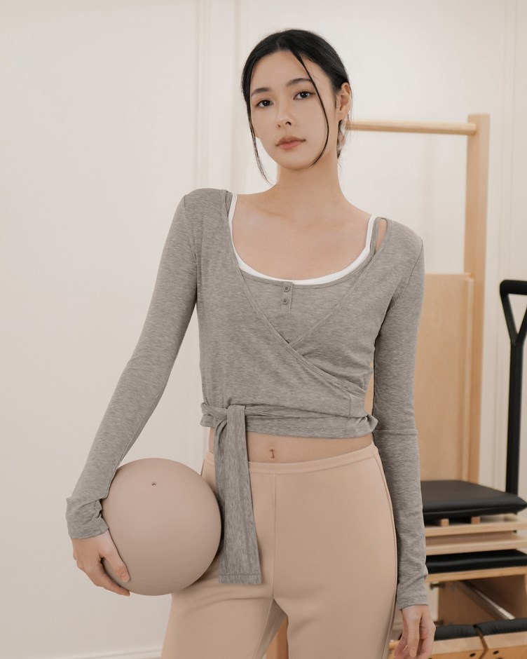 天絲彈力綁帶罩衫