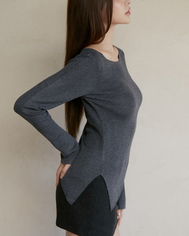 斜擺羊毛針織上衣