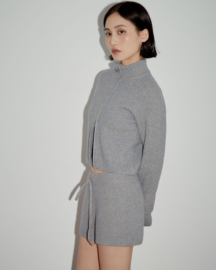 花紗鬆緊綁帶針織短褲