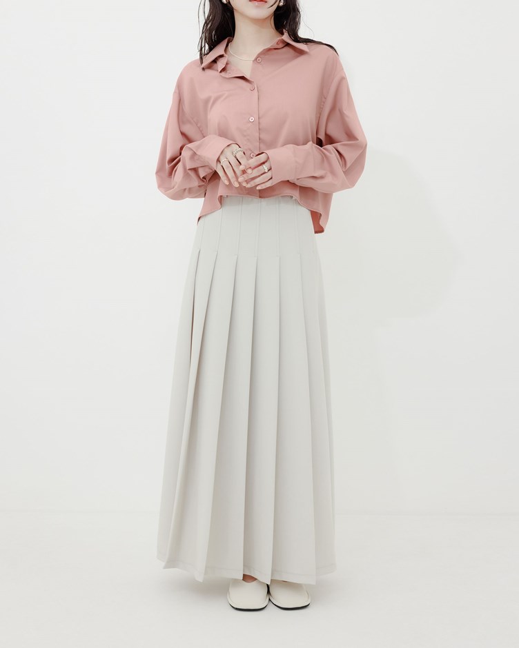 俐落感壓摺西裝長裙