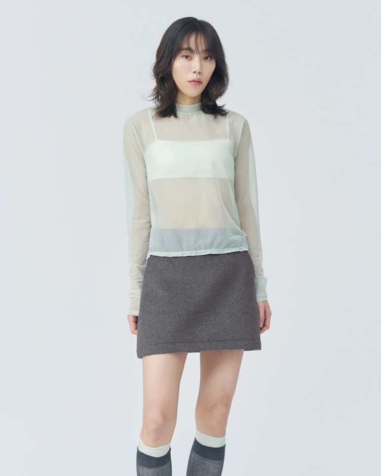 彈性網紗透膚上衣