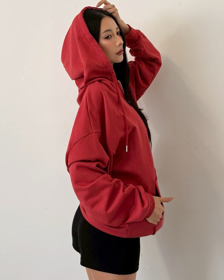 Unisex半拉鍊連帽抽繩衛衣