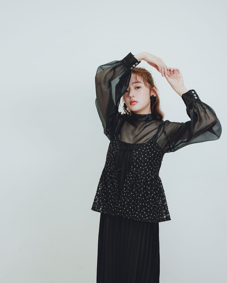 細閃光澤後綁結上衣