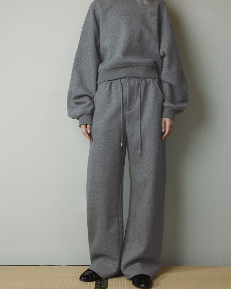 品牌LOGO厚磅腰鬆緊抽繩長褲