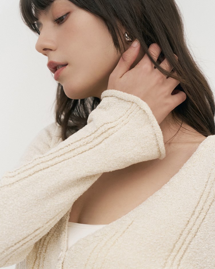 粗針V領開襟罩衫