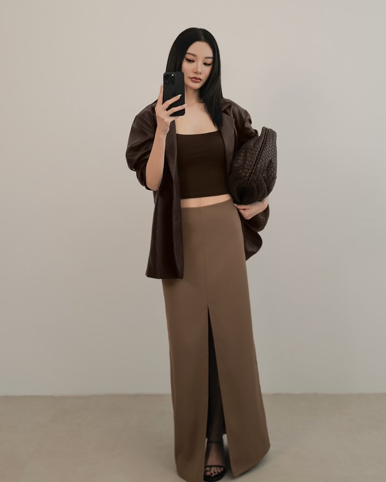 2WAY開岔西裝長裙