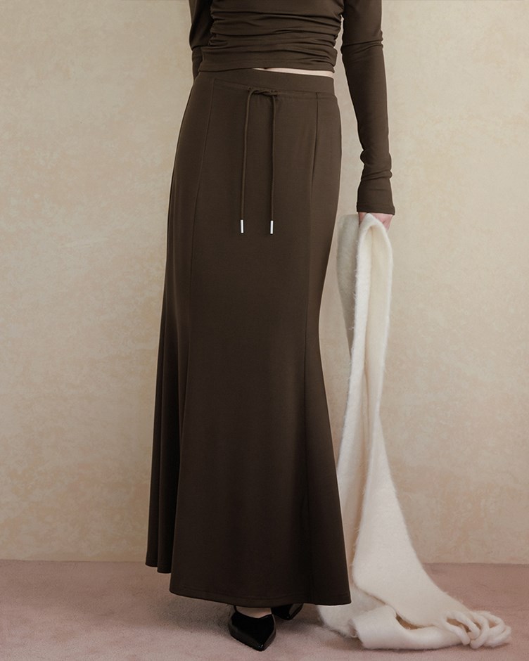 天絲魚尾抽繩長裙