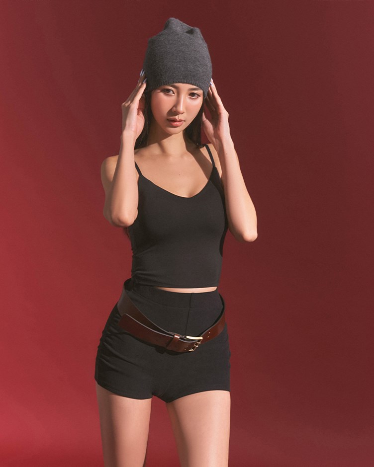 舒適磨毛側抓皺四分短褲