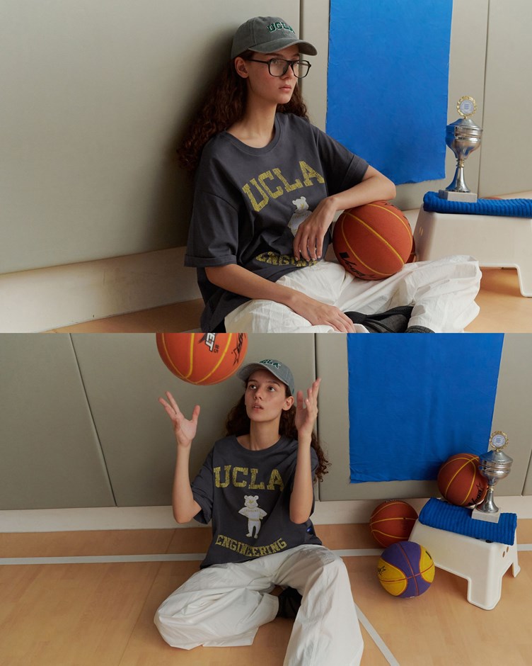 UCLA小熊破壞感標語寬鬆TEE