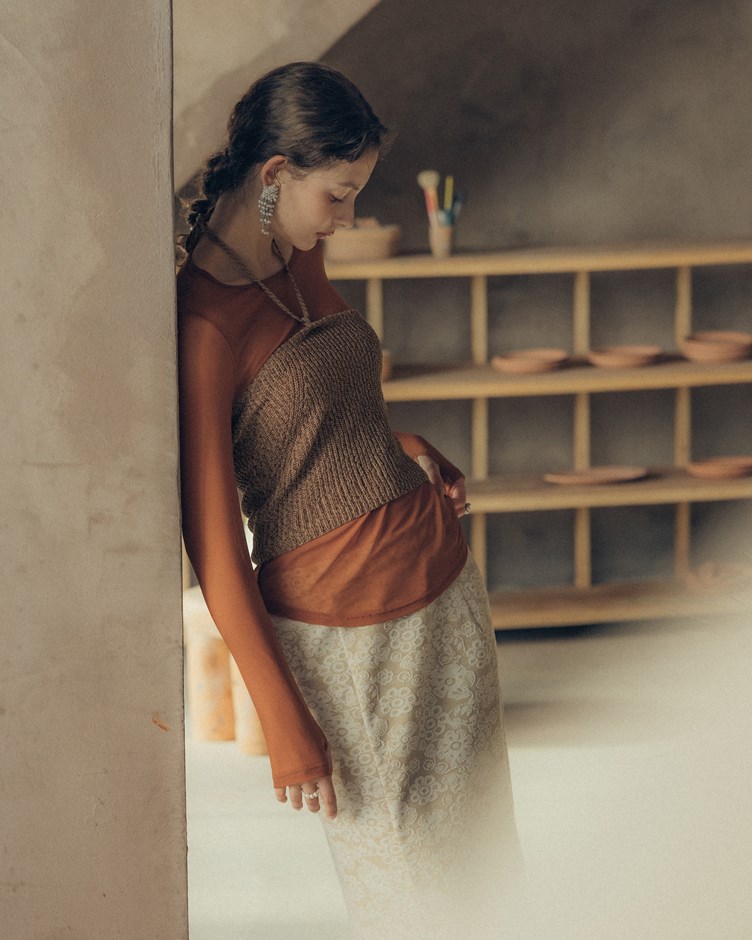 混色綁帶平口針織背心