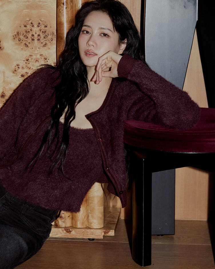 仿貂毛針織排釦外套