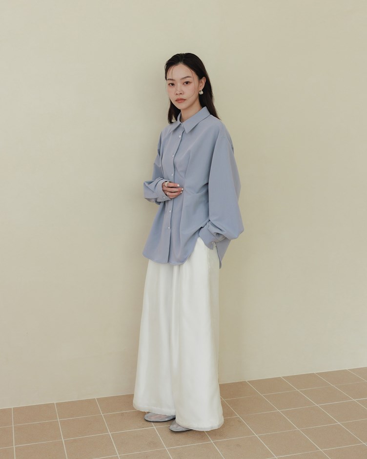 雙層仙女紗打褶西裝長褲