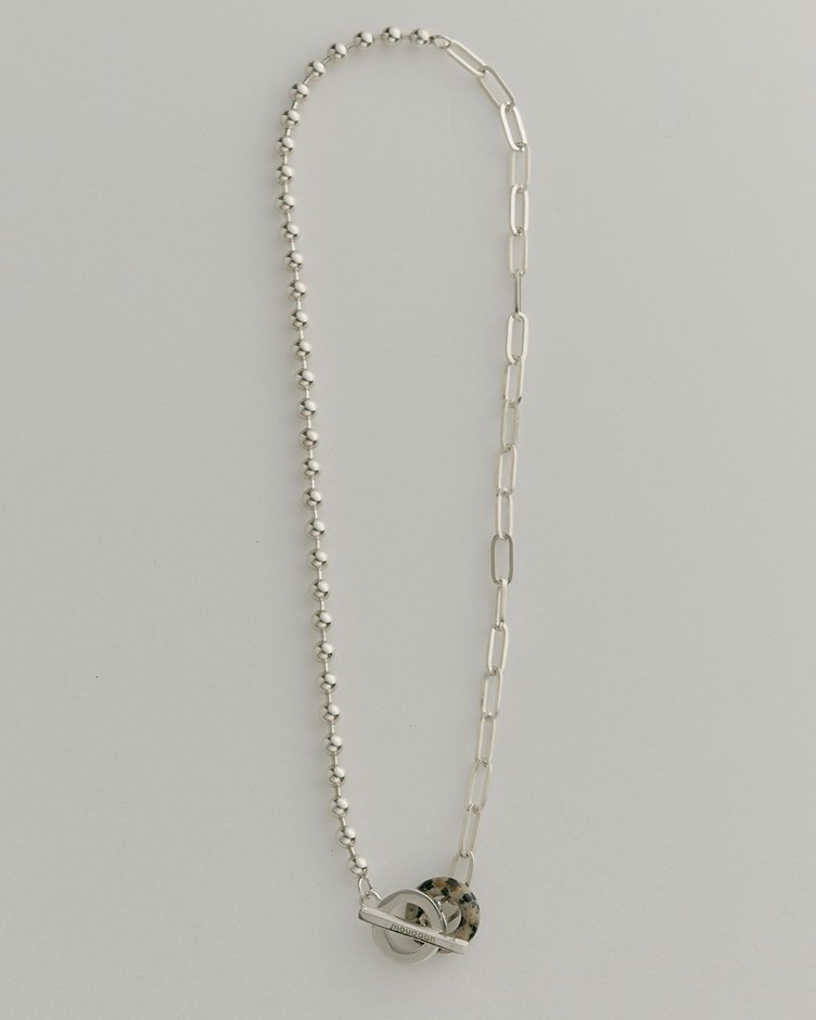 斑點石銀珠項鍊-925純銀