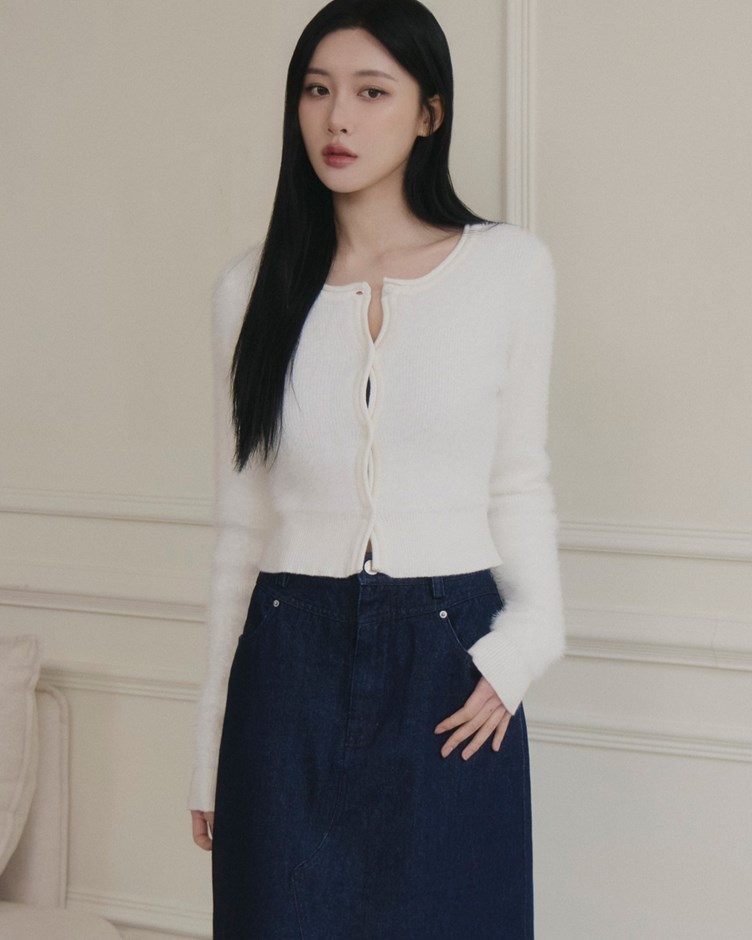 仿貂毛針織排釦外套