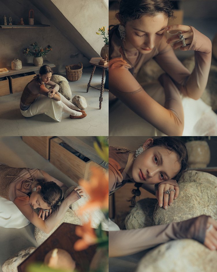 暈染透肌網紗長袖上衣