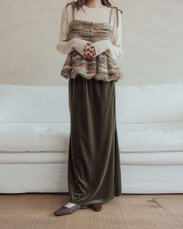 質感光澤魚尾長裙