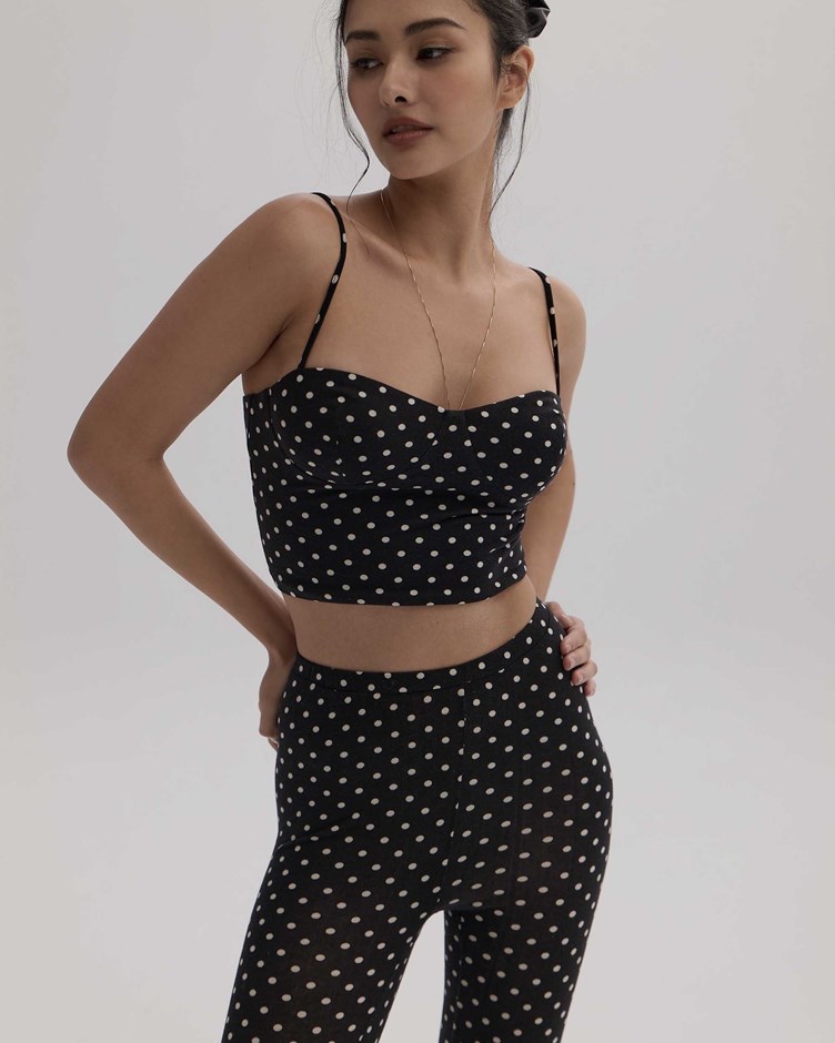 法式圓點｜桃心領修身美型 Bra Top