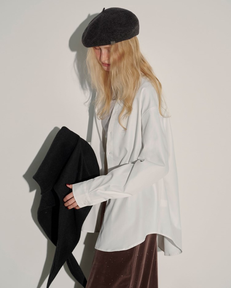 寬鬆打褶星星釦襯衫