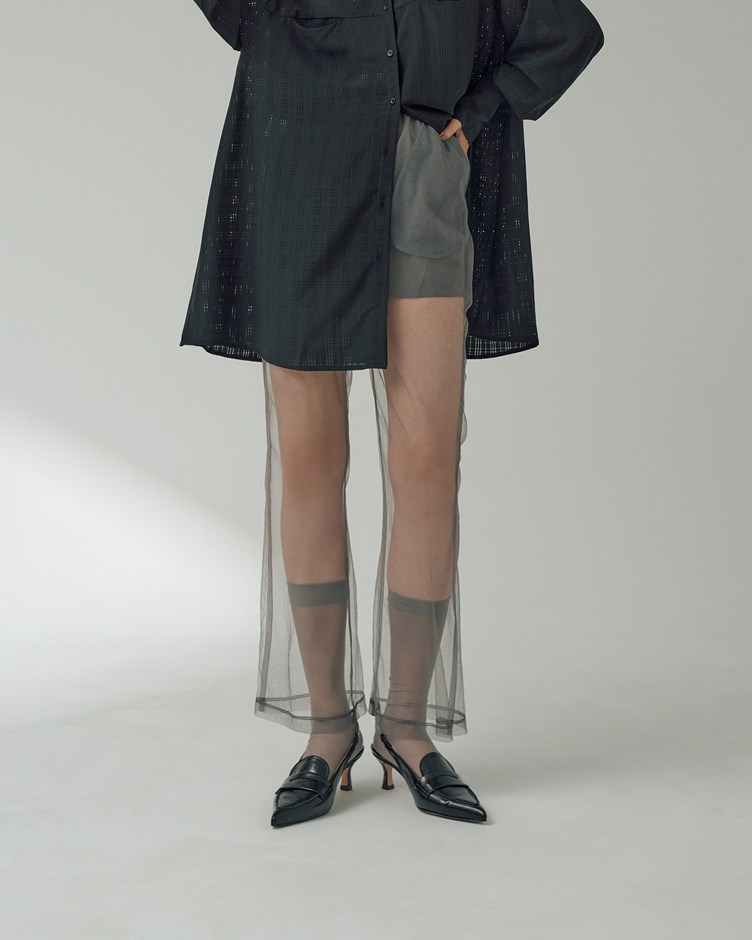 網紗鬆緊落地長褲