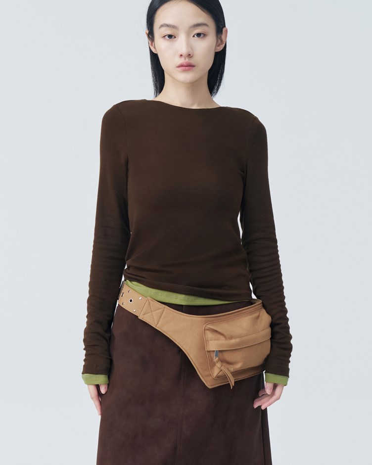 麂皮絨皮帶腰包